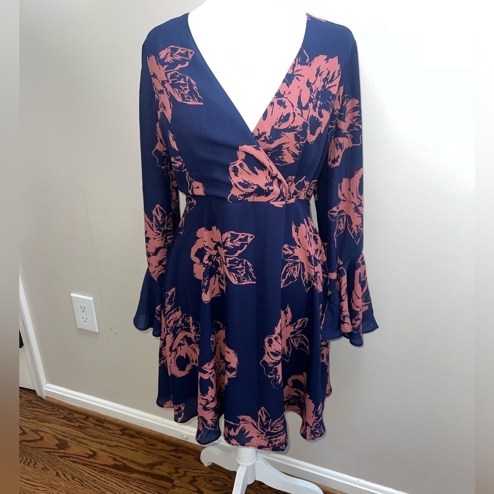 Le Kate Navy Dress with Pink Floral